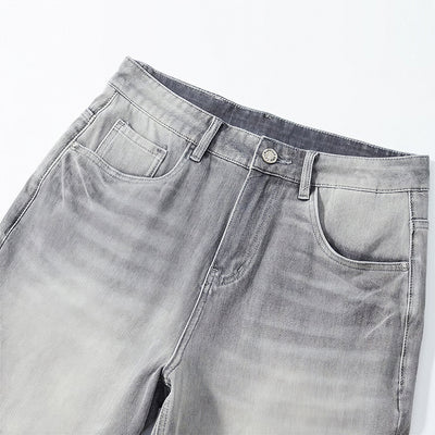 Men's Summer Gray Washed Straight Denim Shorts