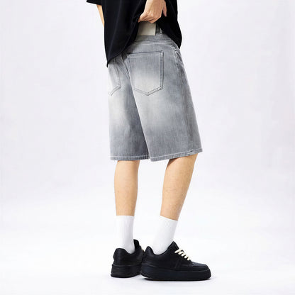Men's Summer Gray Washed Straight Denim Shorts