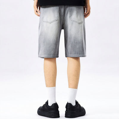 Men's Summer Gray Washed Straight Denim Shorts