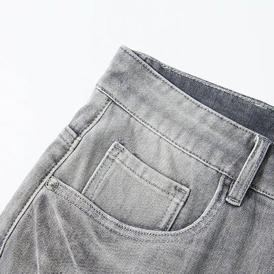 Men's Summer Gray Washed Straight Denim Shorts