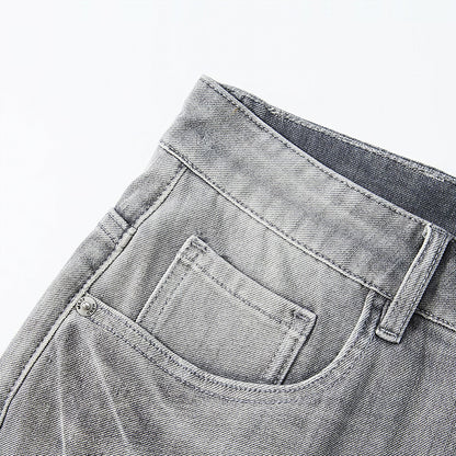 Men's Summer Gray Washed Straight Denim Shorts