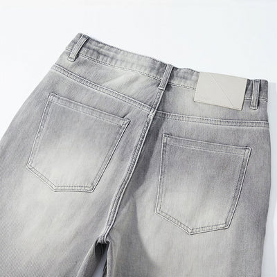 Men's Summer Gray Washed Straight Denim Shorts