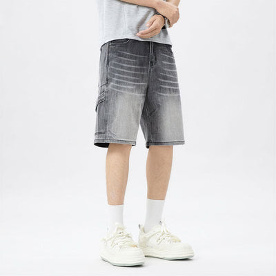 Men's Summer Gradient Grey Washed Straight Denim Shorts