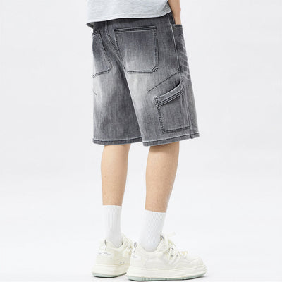 Men's Summer Gradient Grey Washed Straight Denim Shorts