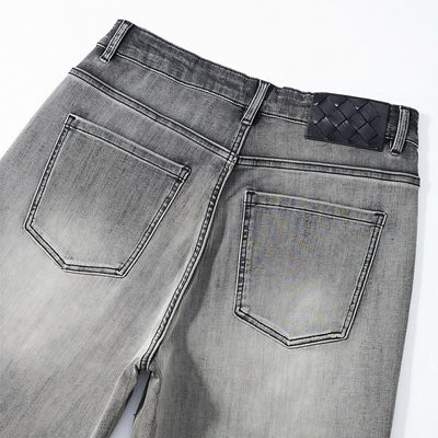 Men's Summer Grey Rhinestone Washed Straight Denim Shorts