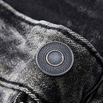 Men's Summer Grey Rhinestone Washed Straight Denim Shorts