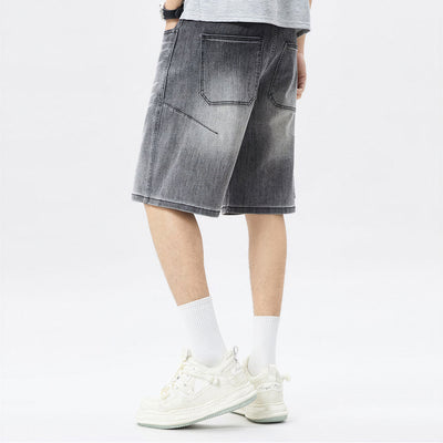 Men's Summer Gradient Grey Washed Straight Denim Shorts