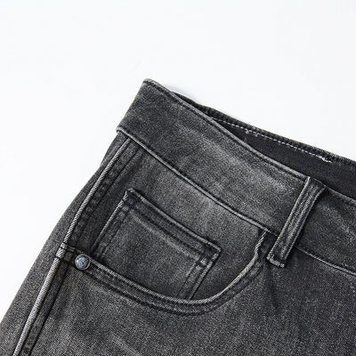 Men's Summer Gradient Grey Washed Straight Denim Shorts