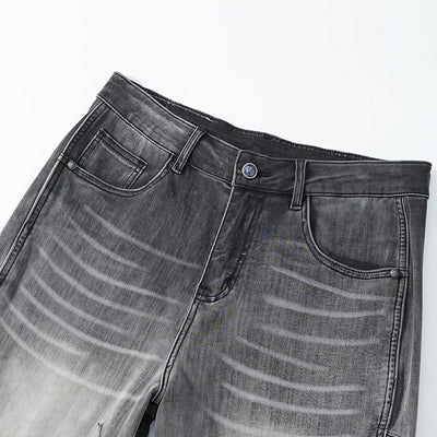 Men's Summer Gradient Grey Washed Straight Denim Shorts