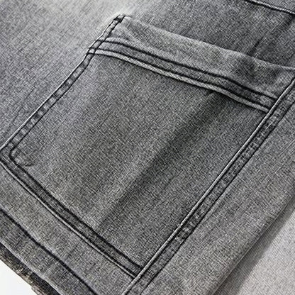 Men's Summer Gradient Grey Washed Straight Denim Shorts