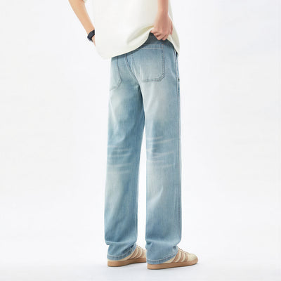 Men's Spring Light Blue Carpenter Washed Straight Jeans