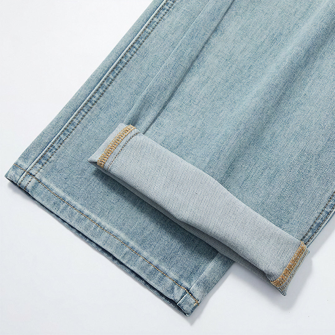 Men's Spring Light Blue Carpenter Washed Straight Jeans