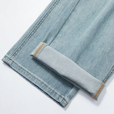 Men's Spring Light Blue Carpenter Washed Straight Jeans