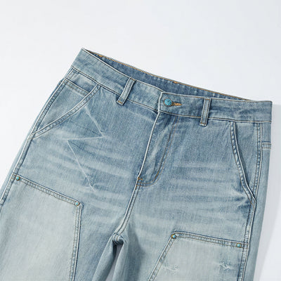 Men's Spring Light Blue Carpenter Washed Straight Jeans