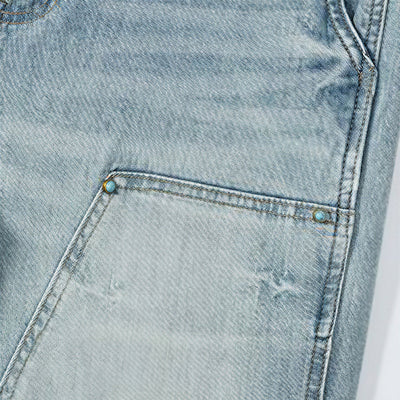 Men's Spring Light Blue Carpenter Washed Straight Jeans