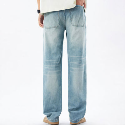 Men's Spring Light Blue Carpenter Washed Straight Jeans