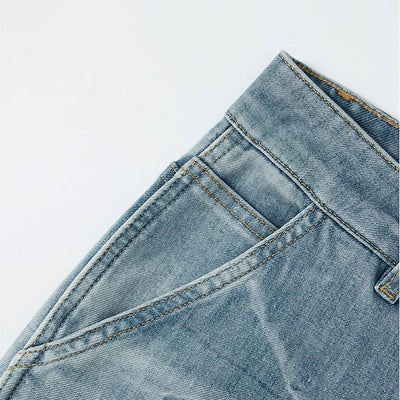 Men's Spring Light Blue Carpenter Washed Straight Jeans
