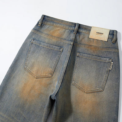 Men's Spring Vintage Mud Wash Straight Leg Denim Jeans