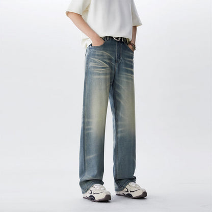Men's Spring Vintage Gradient Washed Straight Leg Jeans