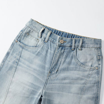 Men's Spring Light Blue Washed Straight Leg Denim Jeans