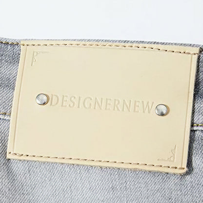 Men's Spring Light Grey Washed Straight Leg Denim Jeans