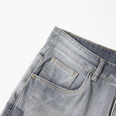 Men's Spring Light Grey Washed Straight Leg Denim Jeans