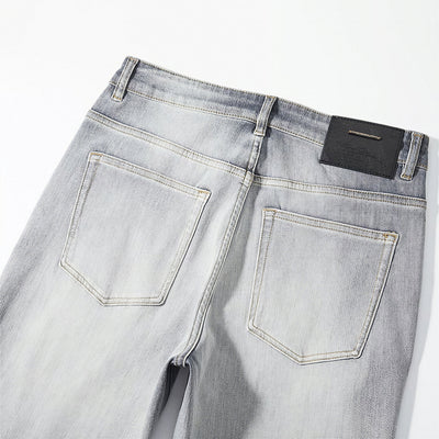 Men's Spring Light Grey Washed Straight Leg Denim Jeans