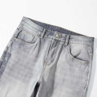 Men's Spring Light Grey Washed Straight Leg Denim Jeans