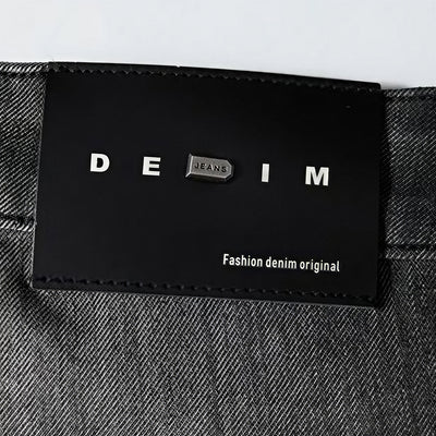 Men's Spring Gradient Black-Grey Washed Wide Leg Denim Jeans