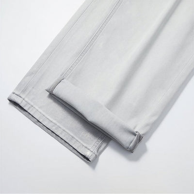 Men's Spring Light Grey Splatter Print Straight Denim Jeans
