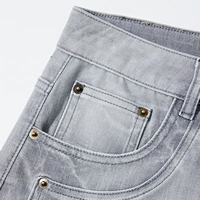 Men's Spring Light Blue Washed Wide Leg Denim Jeans