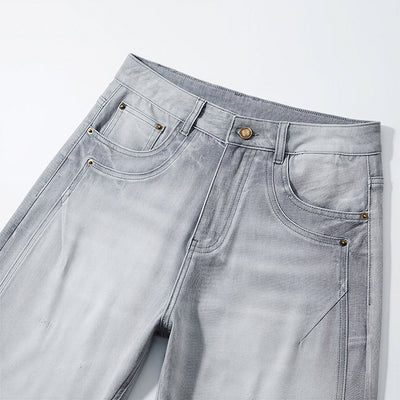 Men's Spring Light Blue Washed Wide Leg Denim Jeans