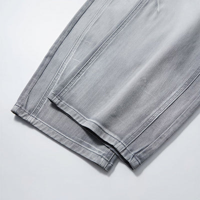 Men's Spring Light Blue Washed Wide Leg Denim Jeans