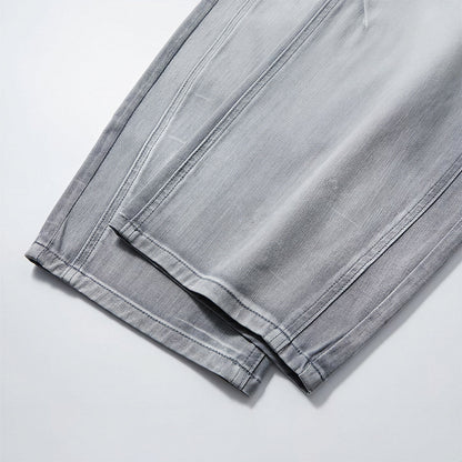 Men's Spring Light Blue Washed Wide Leg Denim Jeans