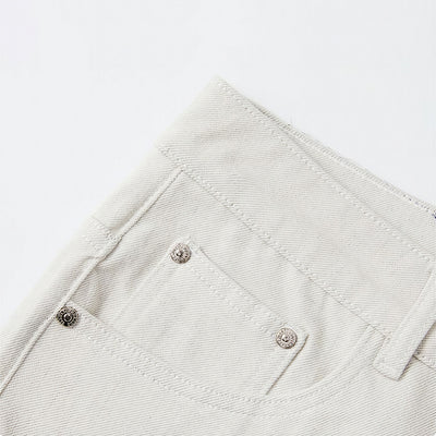 Men's Spring Off-White Blue Splatter Print Straight Jeans