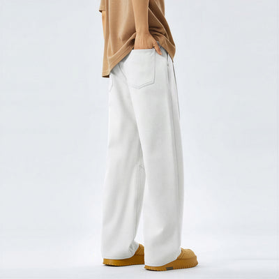 Men's Spring Off-White Washed Wide Leg Denim Jeans