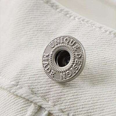 Men's Spring Off-White Embroidered Straight Denim Jeans