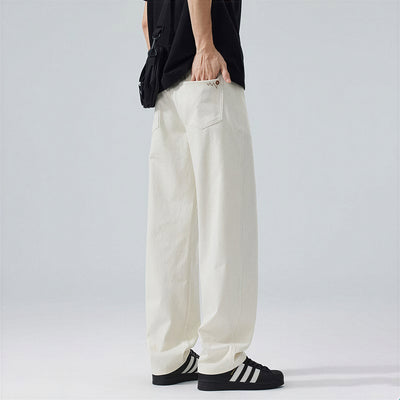 Men's Spring Off-White Embroidered Straight Denim Jeans