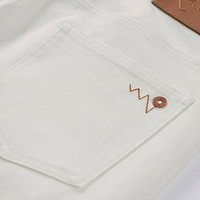 Men's Spring Off-White Embroidered Straight Denim Jeans