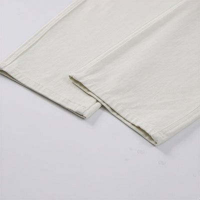 Men's Spring Off-White Embroidered Straight Denim Jeans