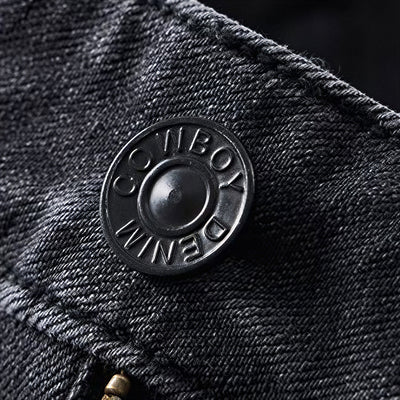 Men's Spring Black-Grey Washed Straight Denim Jeans