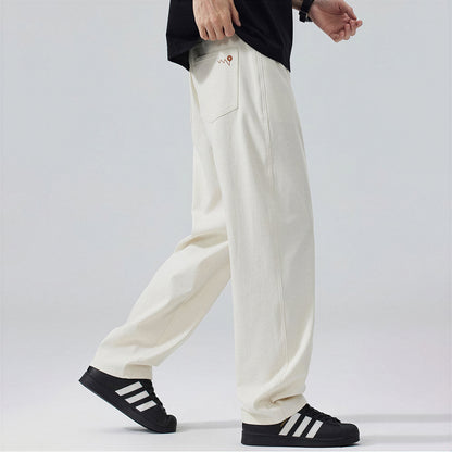 Men's Spring Off-White Embroidered Straight Denim Jeans