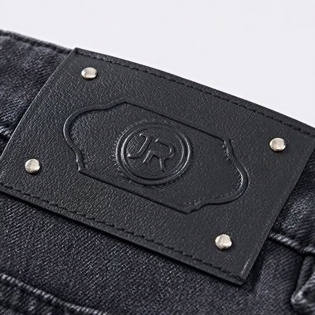 Men's Spring Black-Grey Washed Straight Denim Jeans