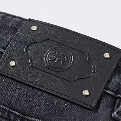 Men's Spring Black-Grey Washed Straight Denim Jeans