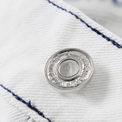Men's Spring White Contrast Stitch Straight Denim Jeans