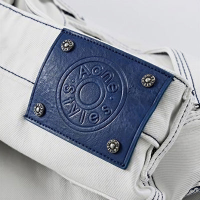 Men's Spring White Contrast Stitch Straight Denim Jeans