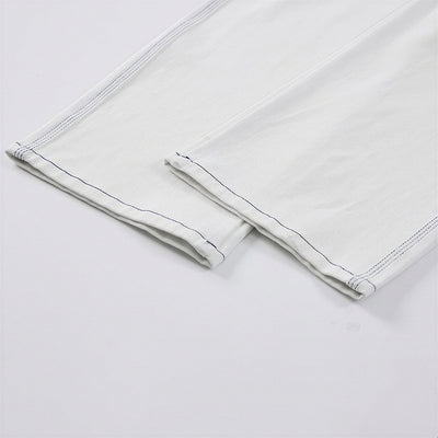 Men's Spring White Contrast Stitch Straight Denim Jeans