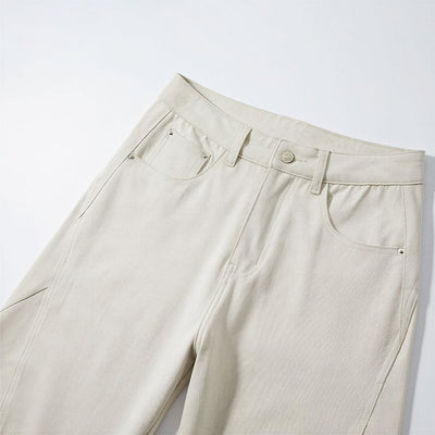 Men's Spring Off-White Curved Wide Leg Denim Jeans