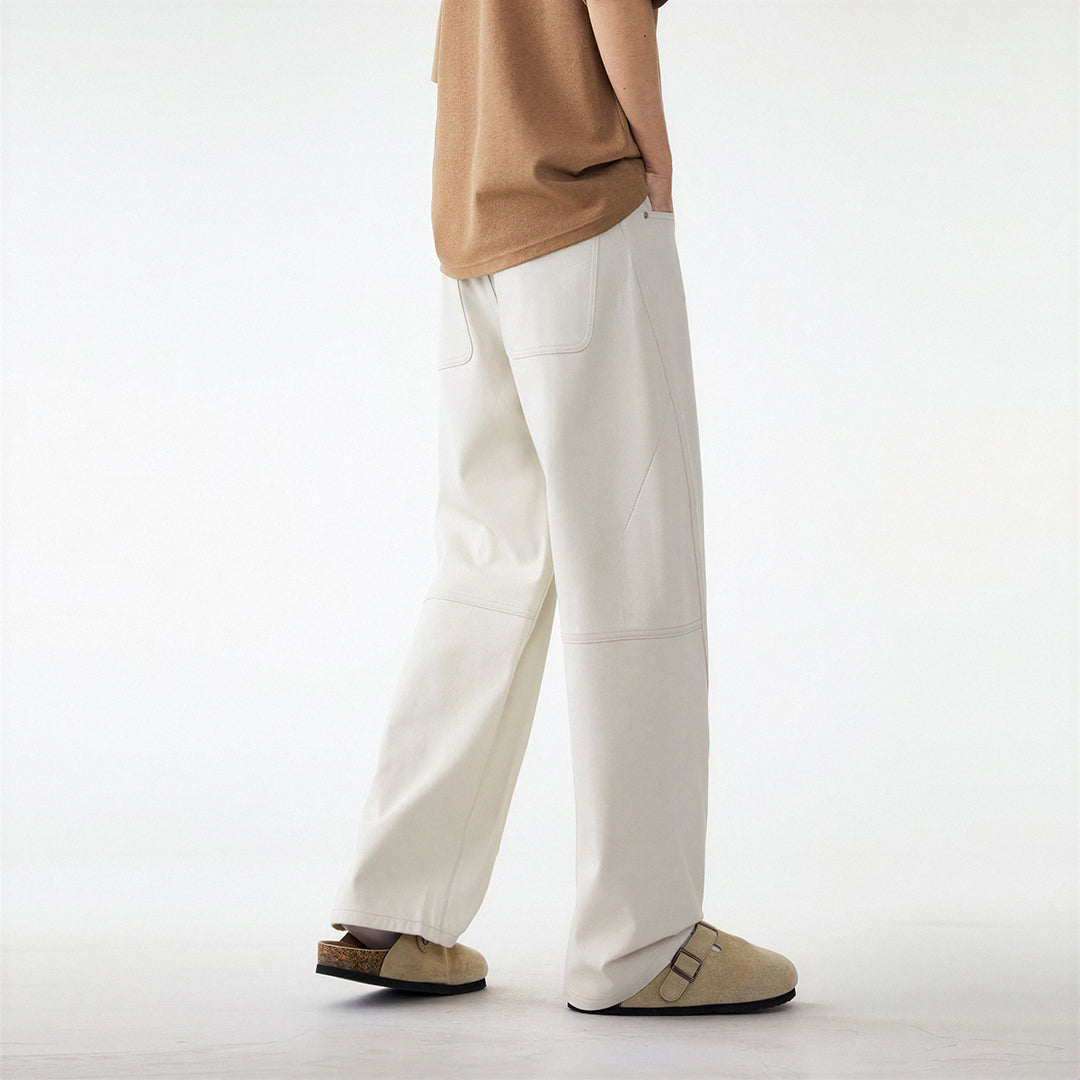 Men's Spring Off-White Curved Wide Leg Denim Jeans