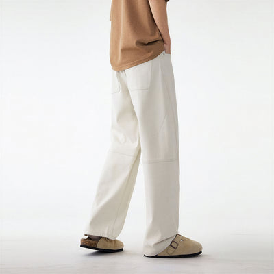 Men's Spring Off-White Curved Wide Leg Denim Jeans